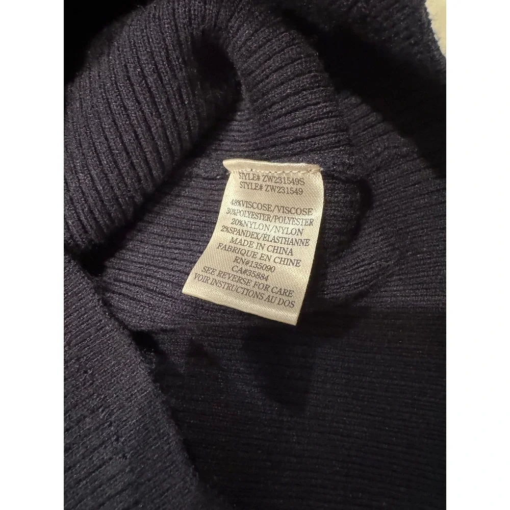 Z Supply Sibyl Short Sleeve Sweater Navy Blue Ribbed Square Neck Puff Sleeve M